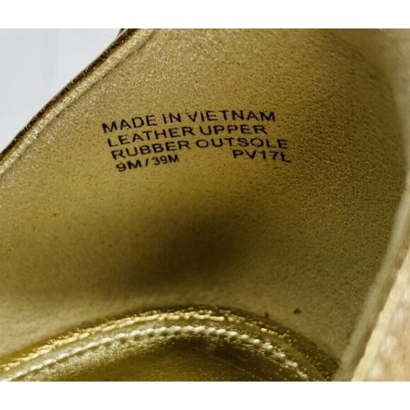 Michael Kors BELLA Gold Metallic Leather Ruffle Jute Platforms Sandals Sz 9 M 39 - Picture 10 of 12